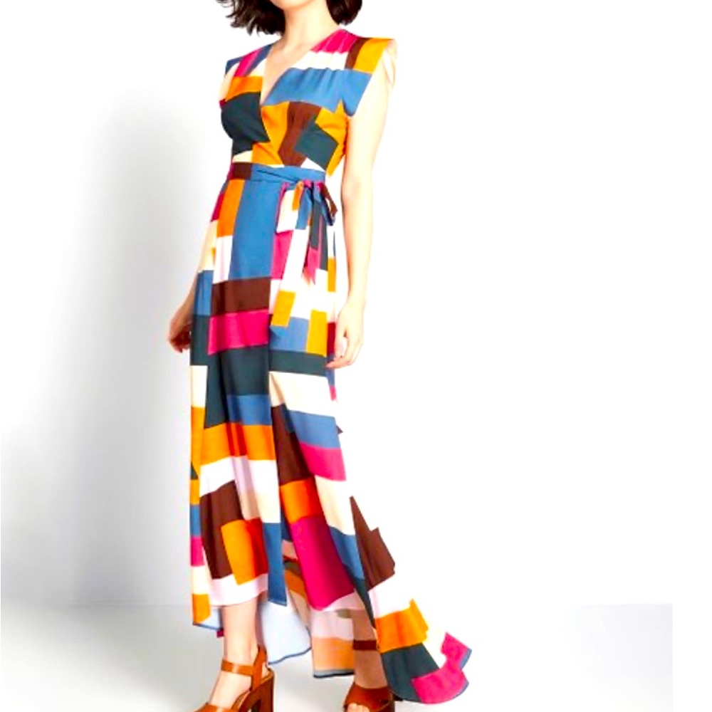 Hutch colorblock Palette Pleaser Maxi  Wrap Dress